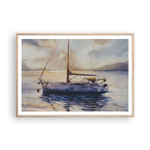 Pôster com moldura de carvalho claro - Noite na baía - 100x70 cm