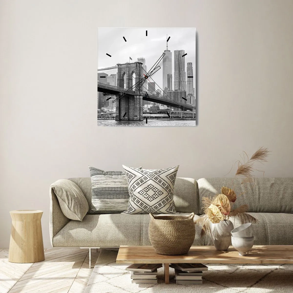 Relógio de parede - Relógio em vidro - Vibrações de Nova York - 30x30 cm