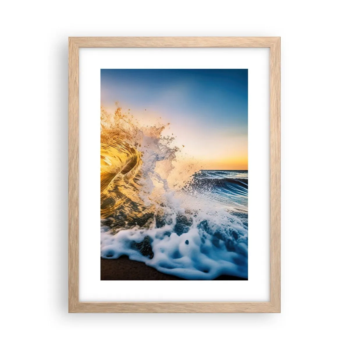 Pôster com moldura de carvalho claro - Diversão na areia - 30x40 cm