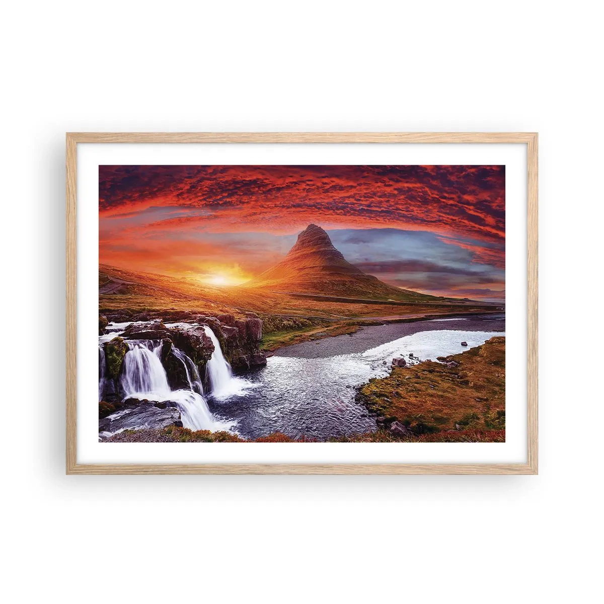 Pôster com moldura de carvalho claro - A vista da Terra Média - 70x50 cm