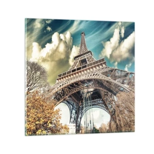 Quadro em vidro - E no outono em Paris... - 40x40 cm