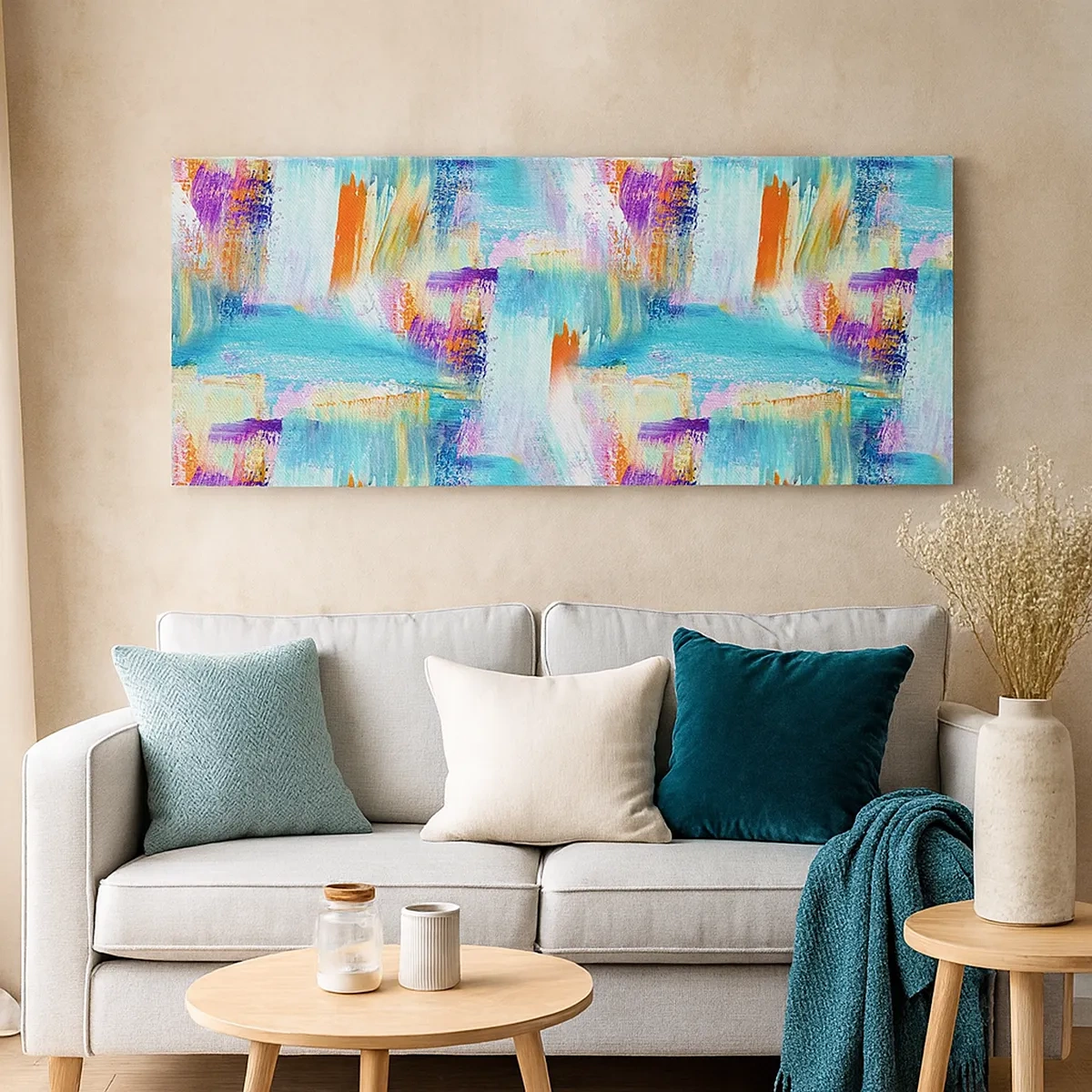 Quadro em tela - Uma alegre coposição de camadas - 30x30 cm