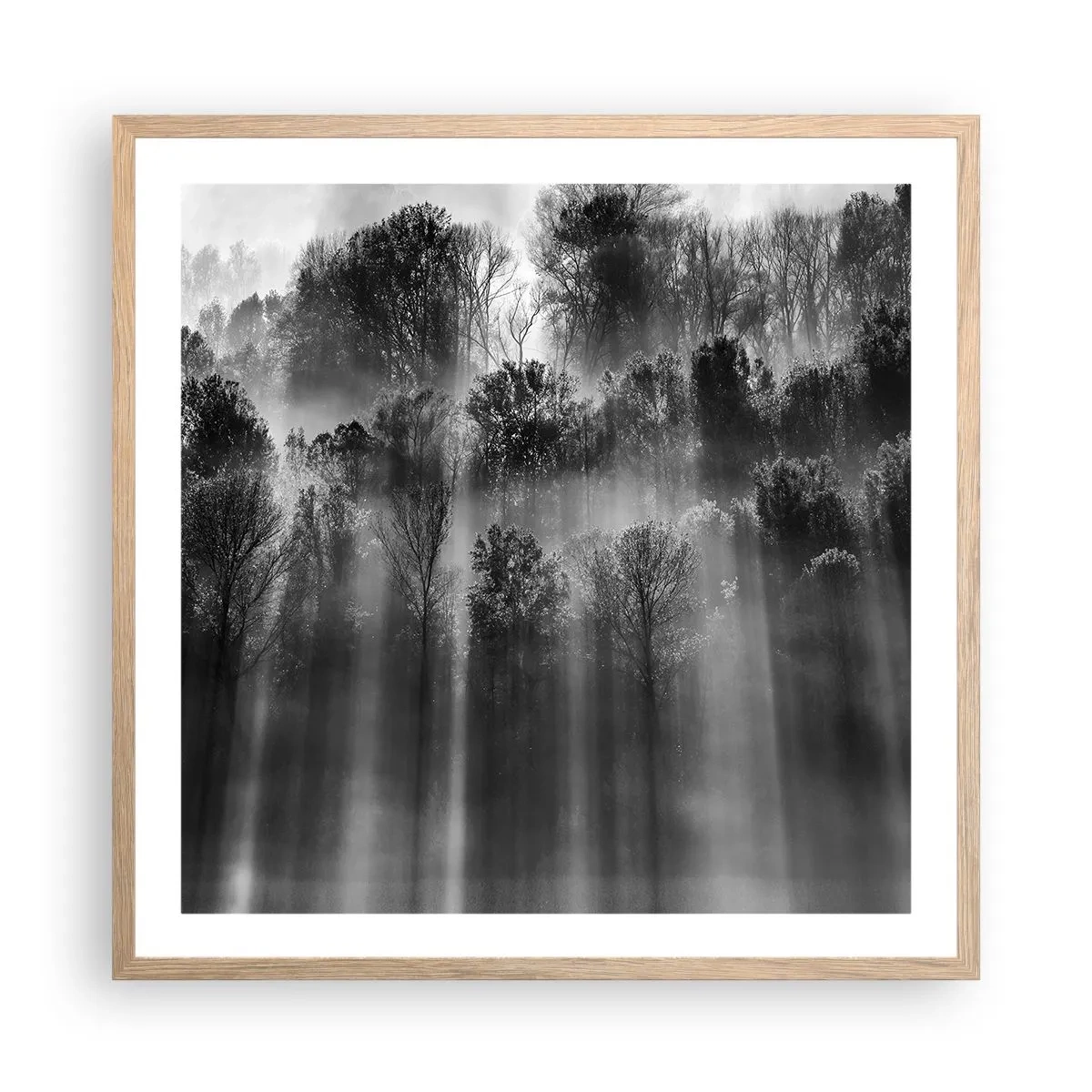 Pôster com moldura de carvalho claro - Em correntes de luz - 60x60 cm