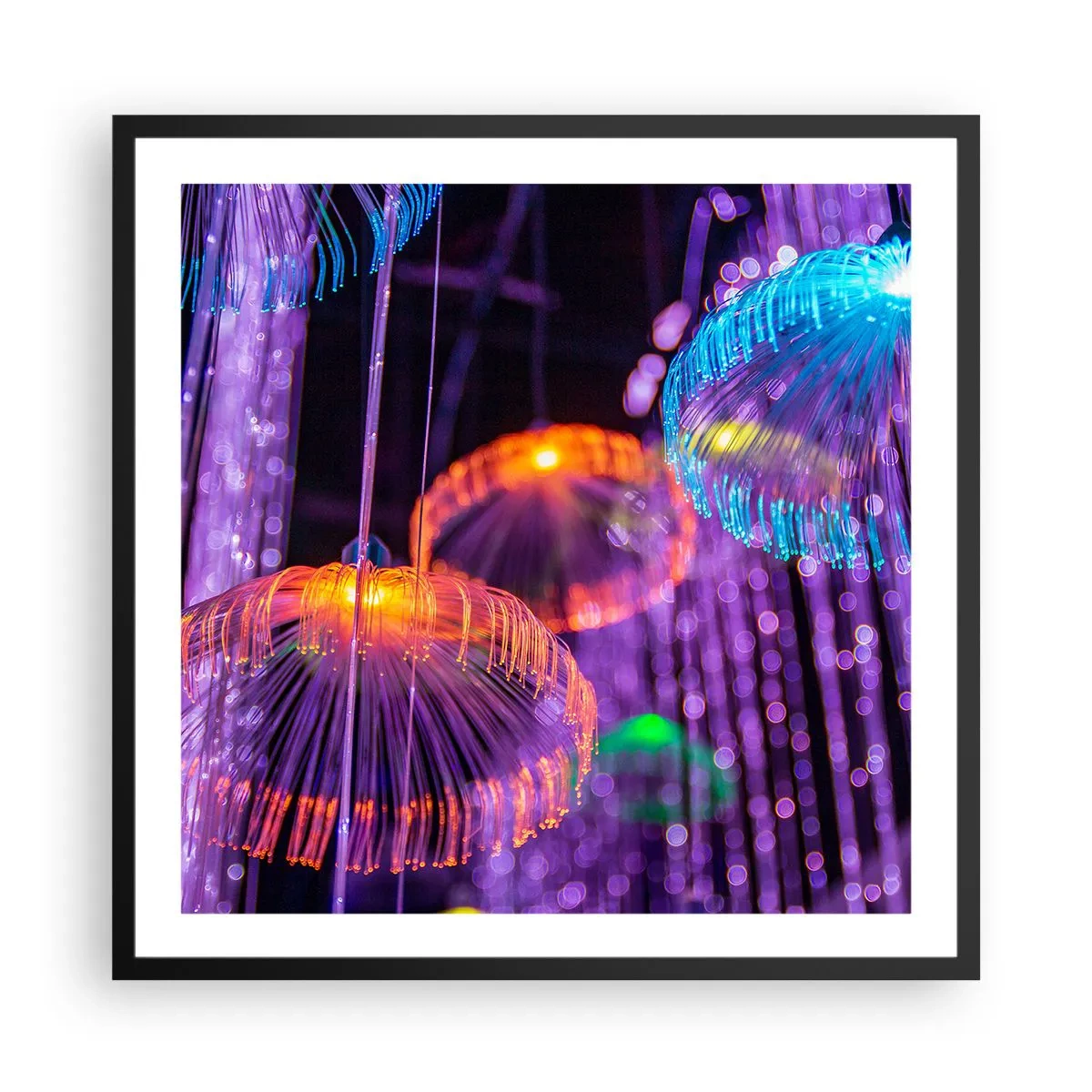 Pôster com moldura preta - Fonte de luz - 60x60 cm