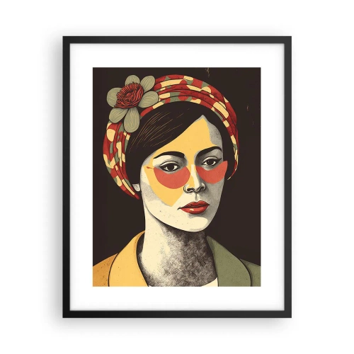 Pôster com moldura preta - Senhora Coral - 40x50 cm