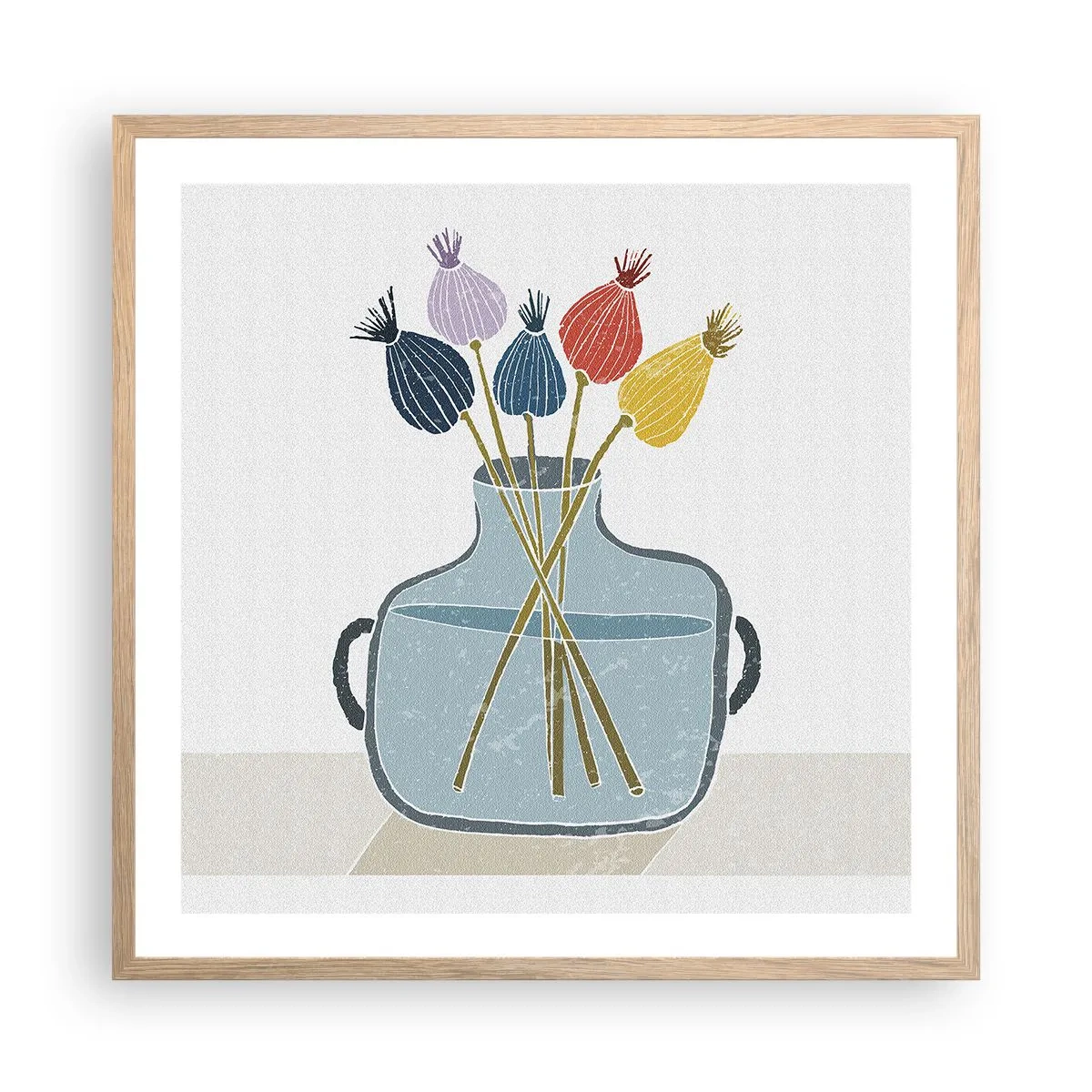 Pôster com moldura de carvalho claro - Como semeou a papoula - 60x60 cm