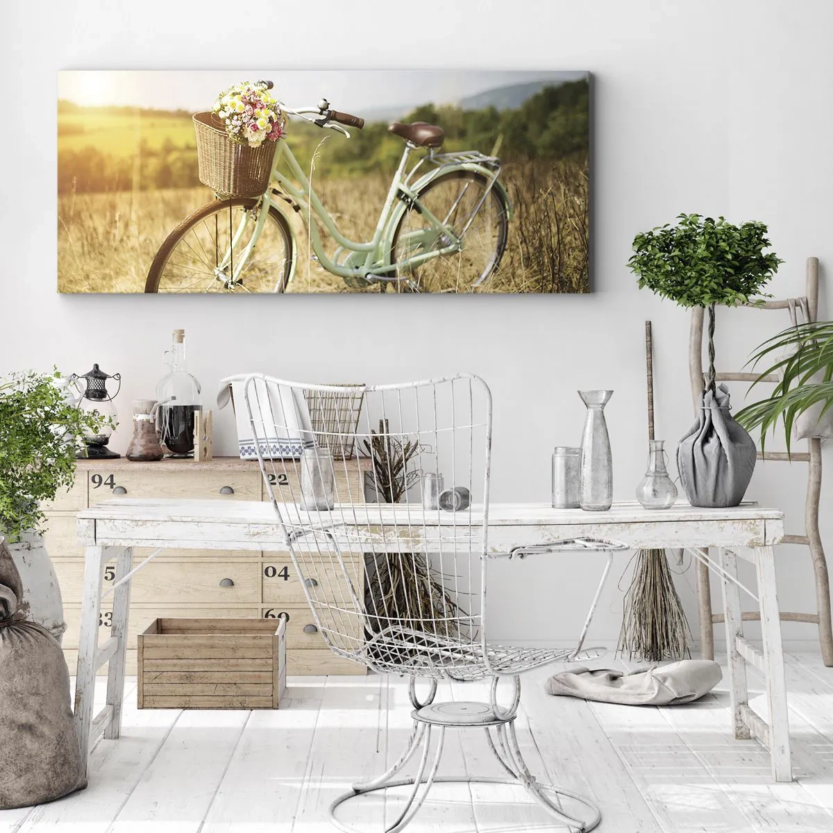 Quadro em tela - Vou ficar aqui por um tempo - 100x40 cm