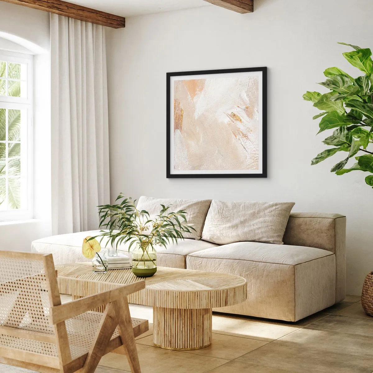 Pôster com moldura preta - Composição pastel - 40x40 cm