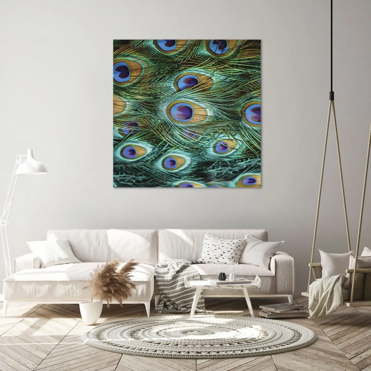 Quadro em tela - Um olhar de pavão - 30x30 cm