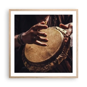 Pôster com moldura de carvalho claro - No ritmo do coração - 60x60 cm