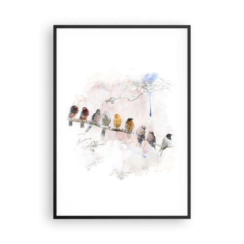 Pôster com moldura preta - Reunião alada - 70x100 cm