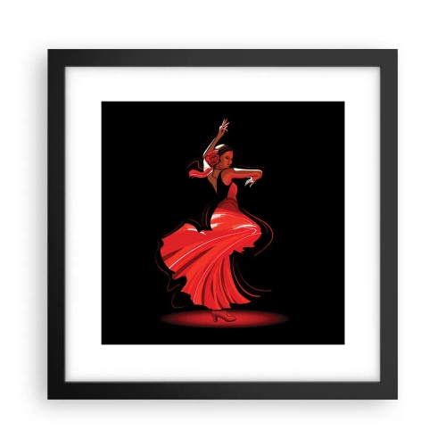 Pôster com moldura preta - O espírito ardente do flamenco - 30x30 cm