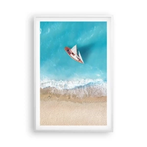 Pôster em moldura branca - No limite do azul e do ouro - 61x91 cm