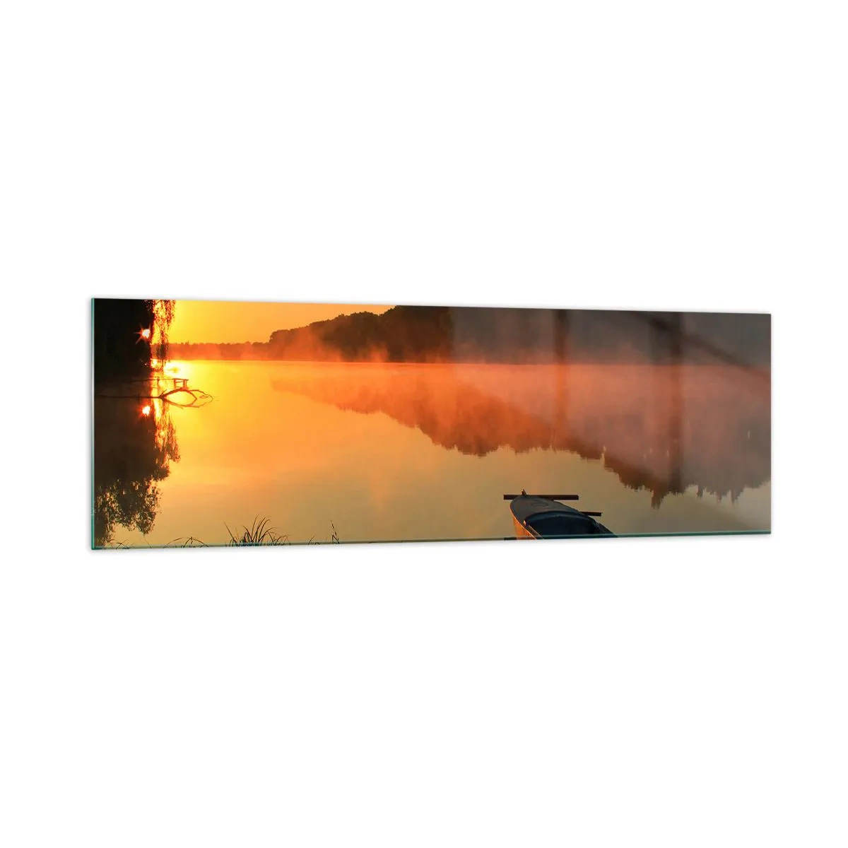 Quadro em vidro - Nascer do sol sobre a água como um espelho - 160x50 cm