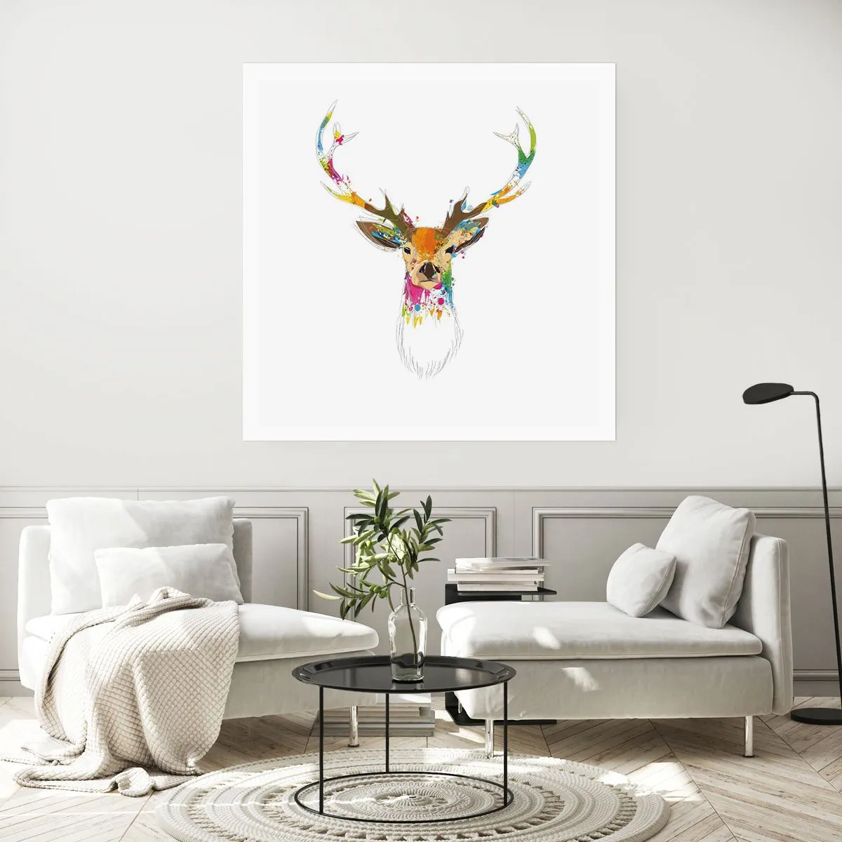 Pôster - Um cervo gentil banhado em cores - 50x50 cm