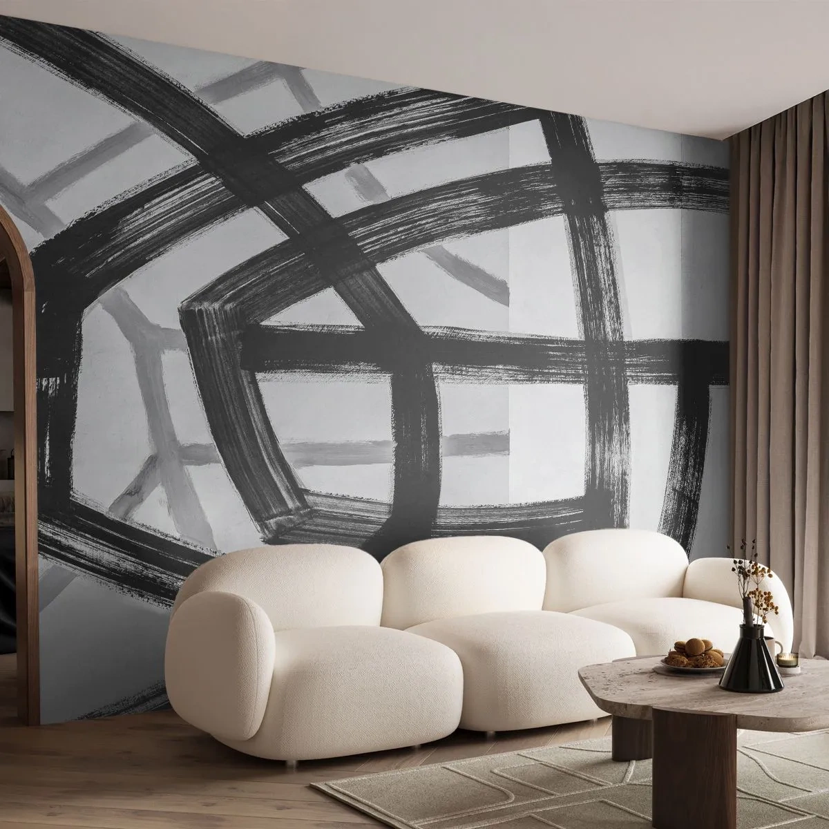 Papel de Parede Autocolante Deluxe Sticker - Profundidade de construção - Traços, Pedaço, Moderno - 450x315 cm