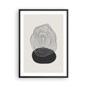 Pôster com moldura preta - Linhas pretas criando uma forma abstrata em um fundo claro - 50x70cm - Duração e vibração - Decoração de parede moderna para a sala de estar e quarto ARTTOR