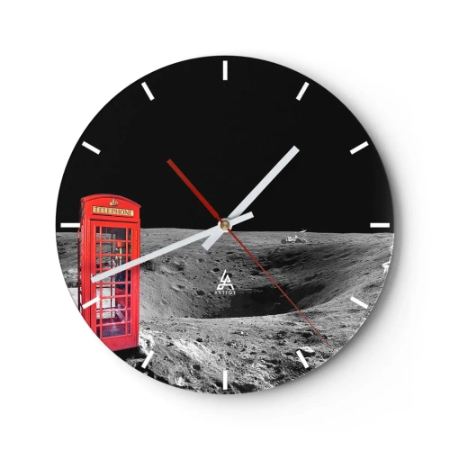 Relógio de parede - Relógio em vidro - Piada espacial - 40x40 cm