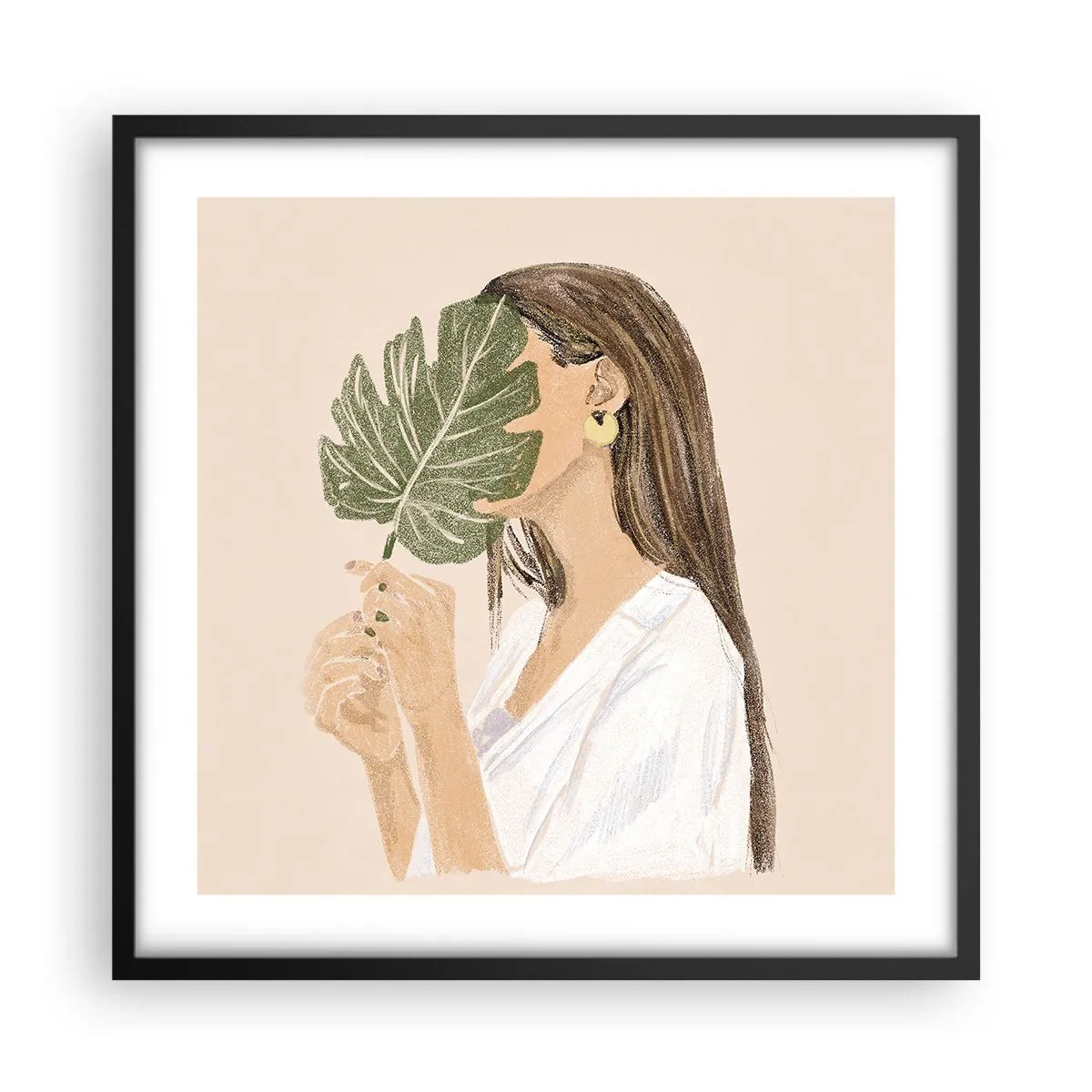 Pôster com moldura preta - Retrato misterioso com uma adepta - 50x50 cm