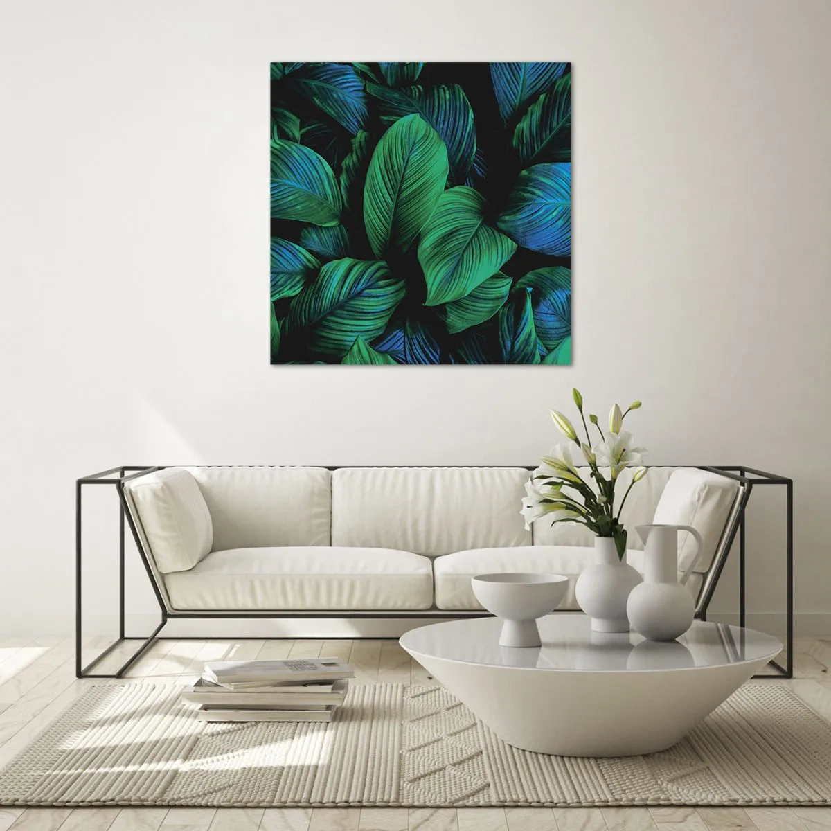 Quadro em vidro - Na multidão verde - 70x70 cm