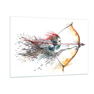 Quadro em vidro - Guerreiro mítico com um arco de fogo - 120x80 cm