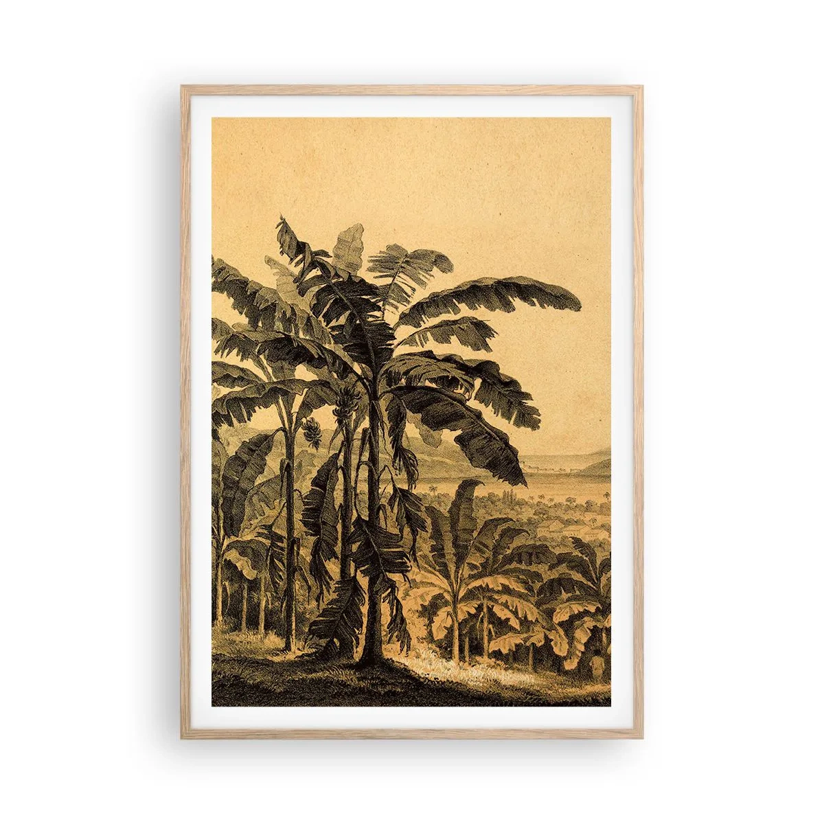 Pôster com moldura de carvalho claro - num clima colonial - 70x100 cm
