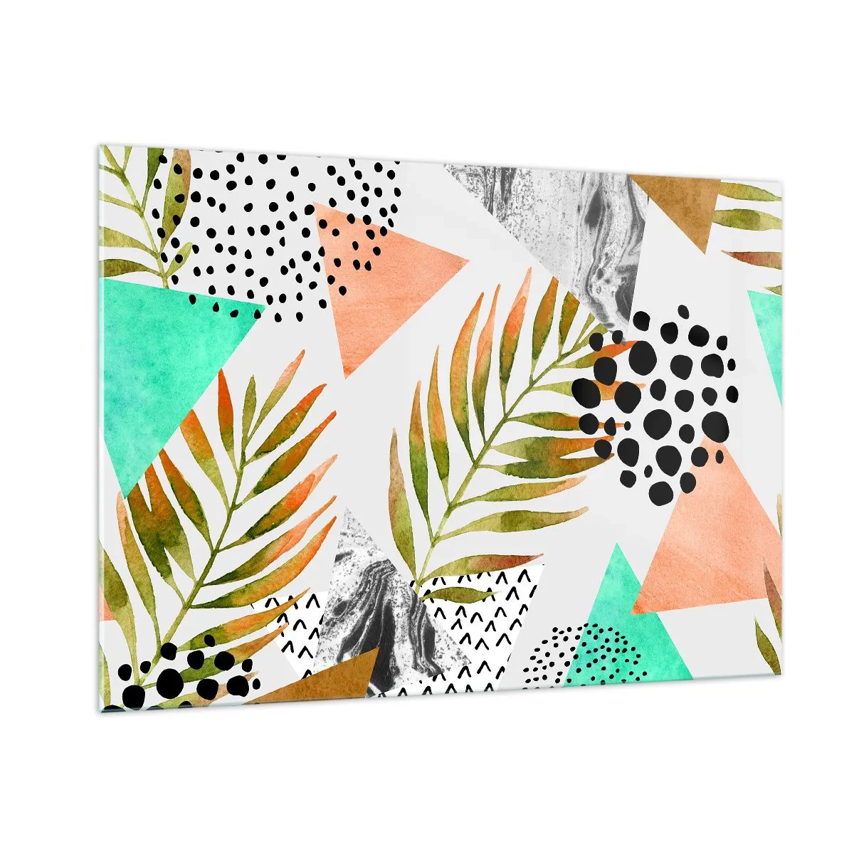 Quadro em vidro - Decoração em folha de palmeira - 100x70 cm