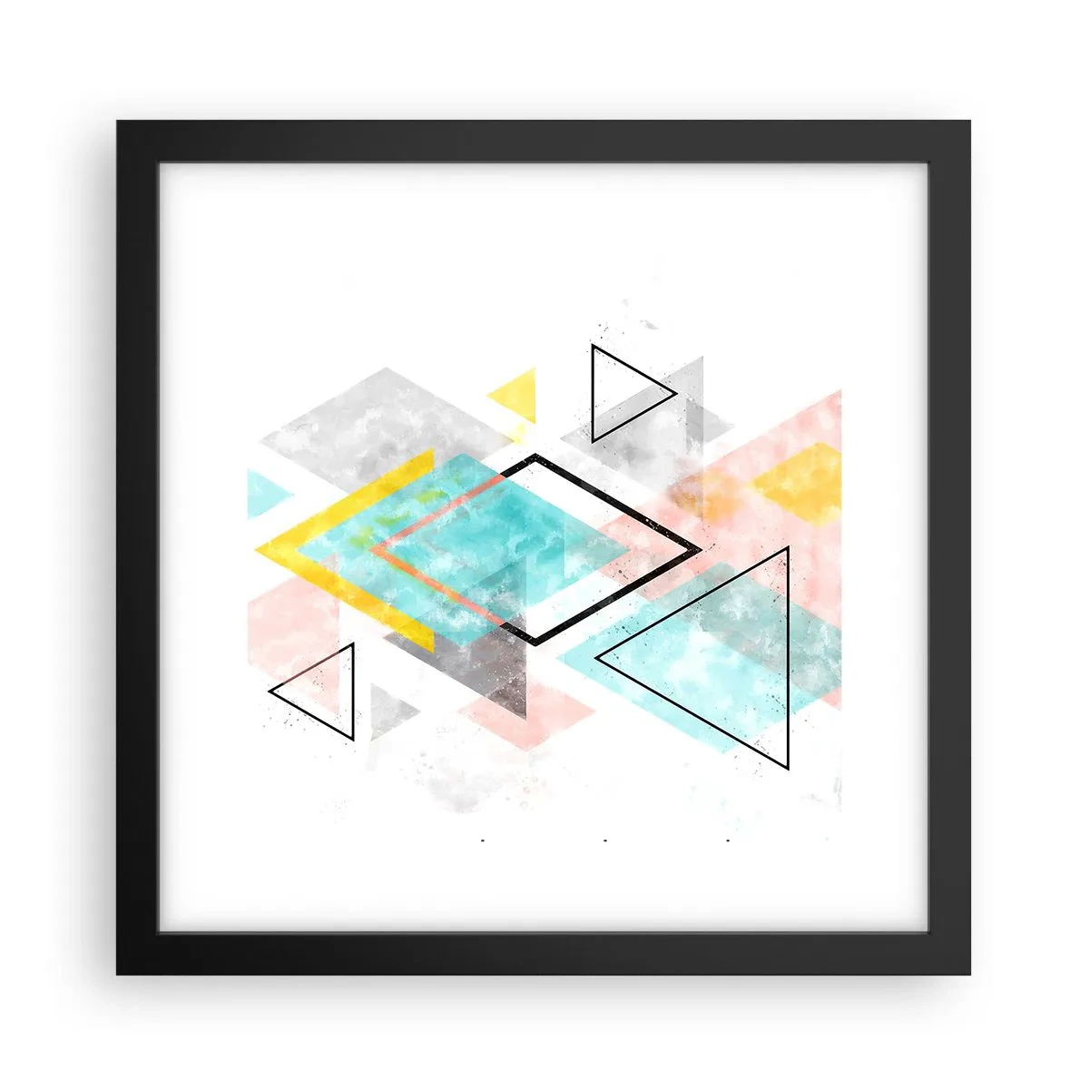Pôster com moldura preta - Jogo geométrico - 30x30 cm