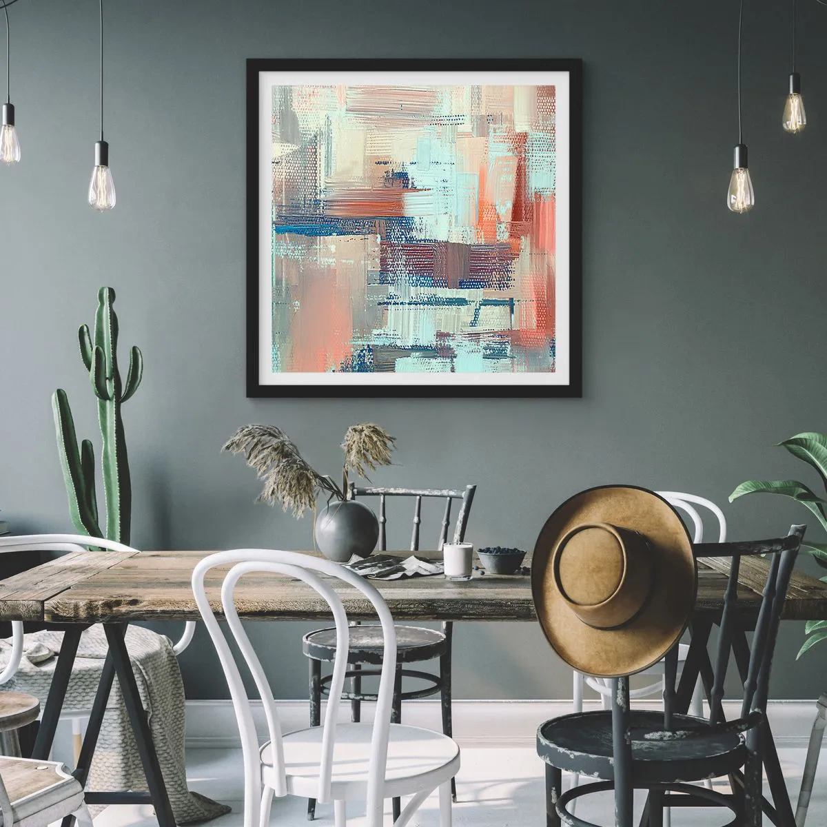 Pôster com moldura preta - Alcance a luz - 60x60 cm