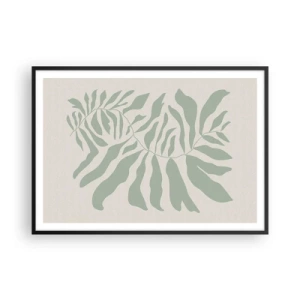 Pôster com moldura preta - Galho esmeralda - 100x70 cm
