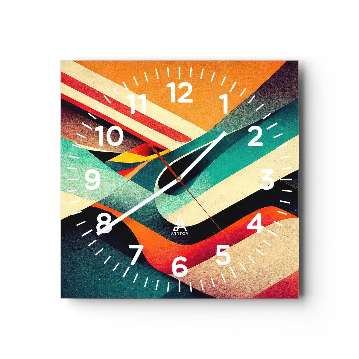 Relógio de parede - Relógio em vidro - Composição intensa - 40x40 cm