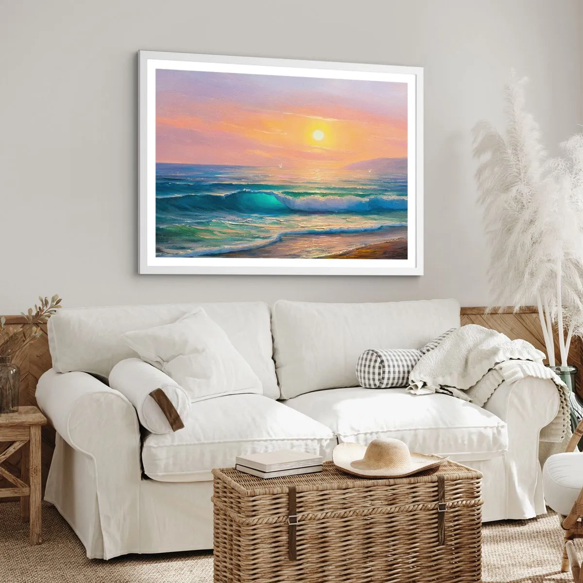 Pôster em moldura branca - O canto turquesa das ondas - 40x30 cm