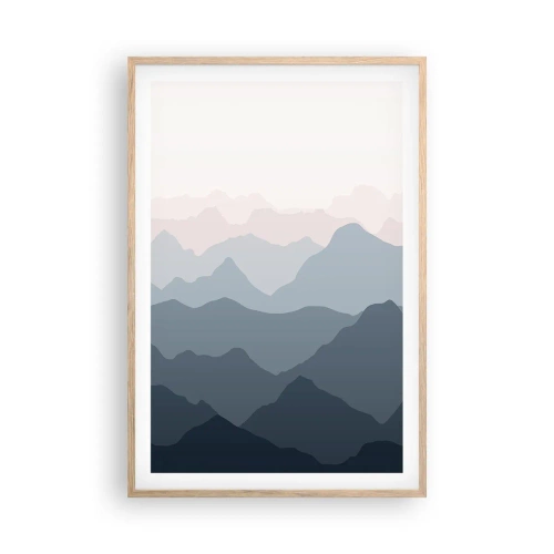 Pôster com moldura de carvalho claro - Ondas de montanha - 61x91 cm