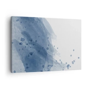 Quadro em tela - Manchas e listras abstratas em tons de azul - 70x50cm - Tule azul - Decoração de parede moderna para a sala de estar e quarto ARTTOR