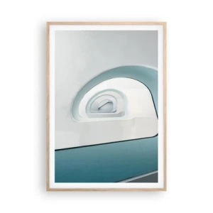Pôster com moldura de carvalho claro - Para o fundo do azul - 70x100 cm