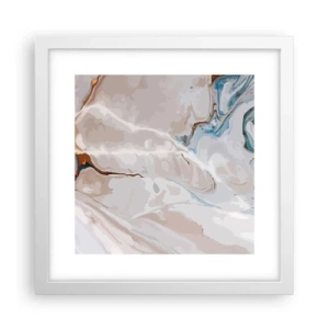 Pôster em moldura branca - Meandros azuis sob branco - 30x30 cm