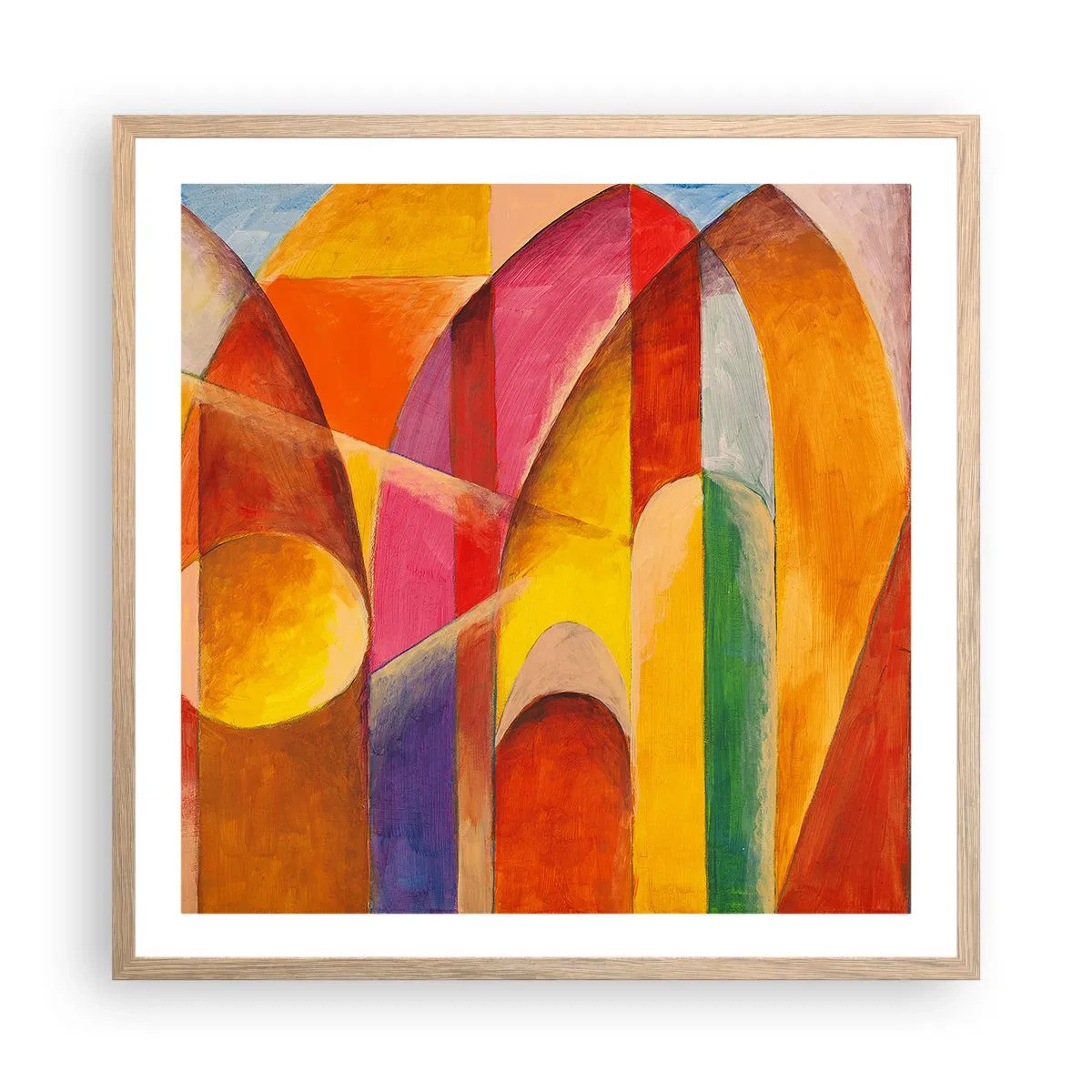 Pôster com moldura de carvalho claro - Catedral do Sol - 60x60 cm