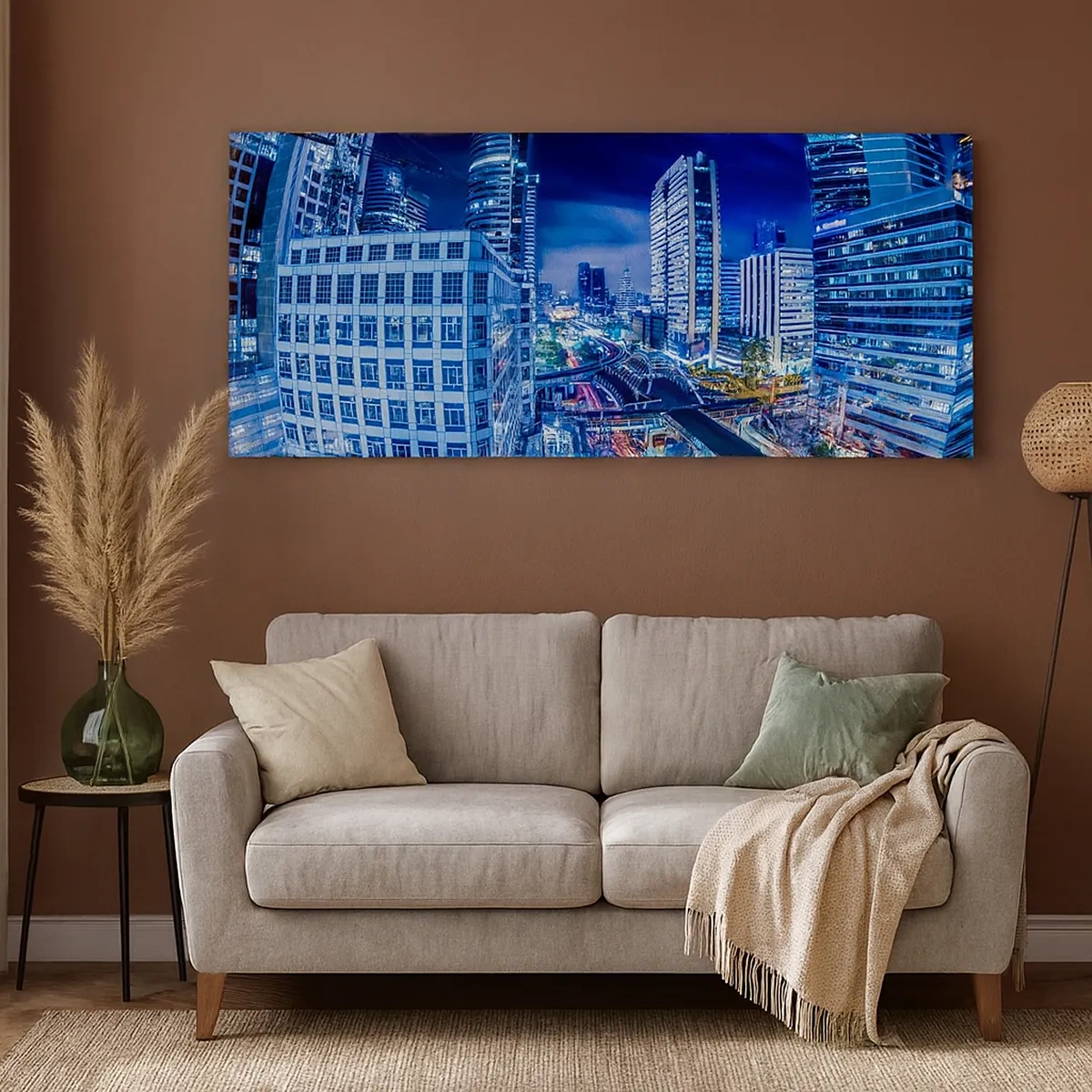 Quadro em tela - Ritmos da cidade noturna - 30x30 cm