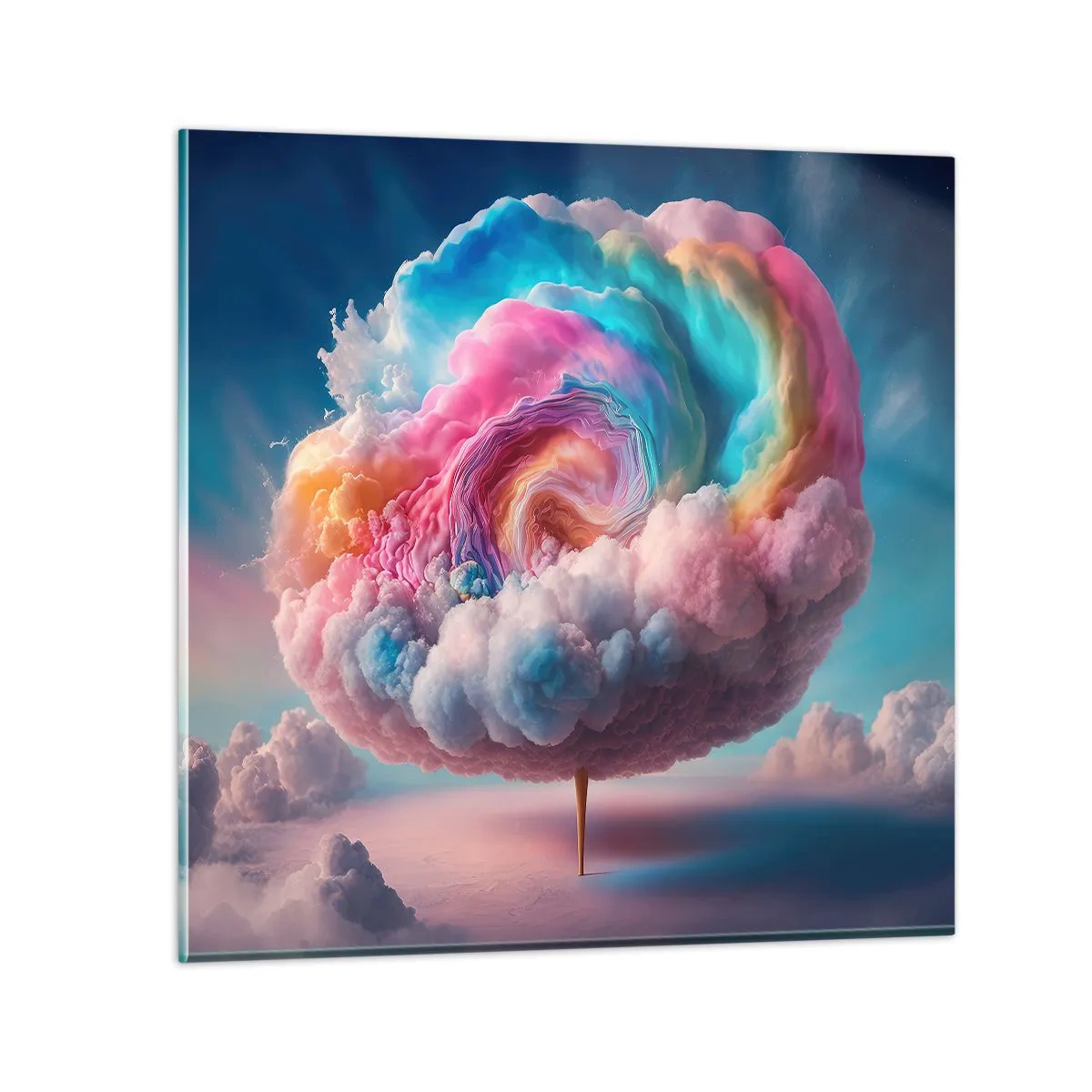 Quadro em vidro - O sonho de um parque de diversões - 60x60 cm