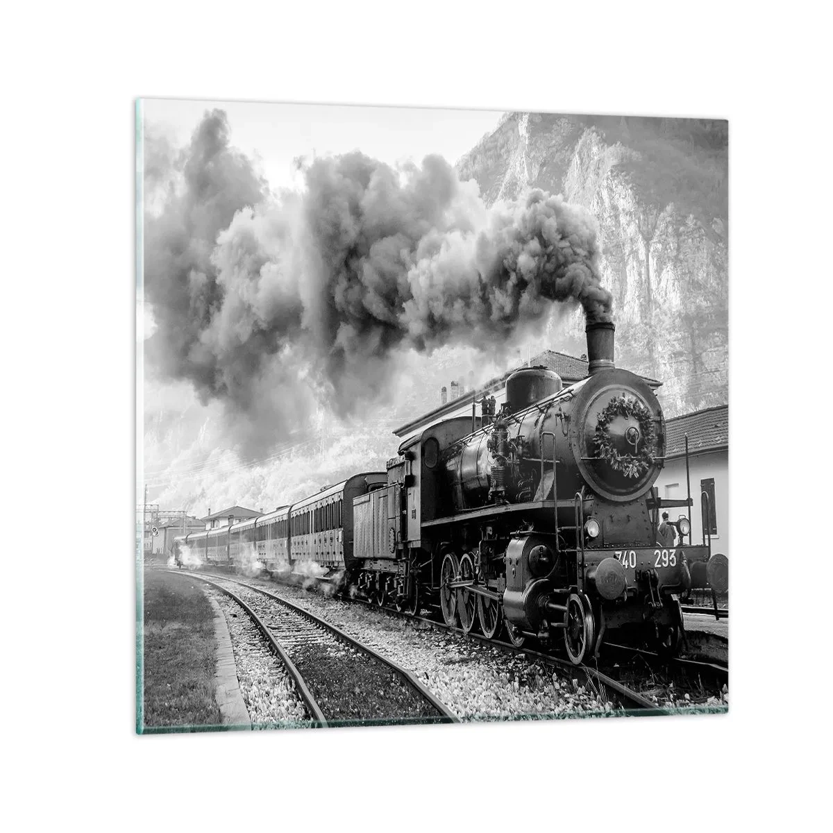 Quadro em vidro - À espera na estação... - 40x40 cm