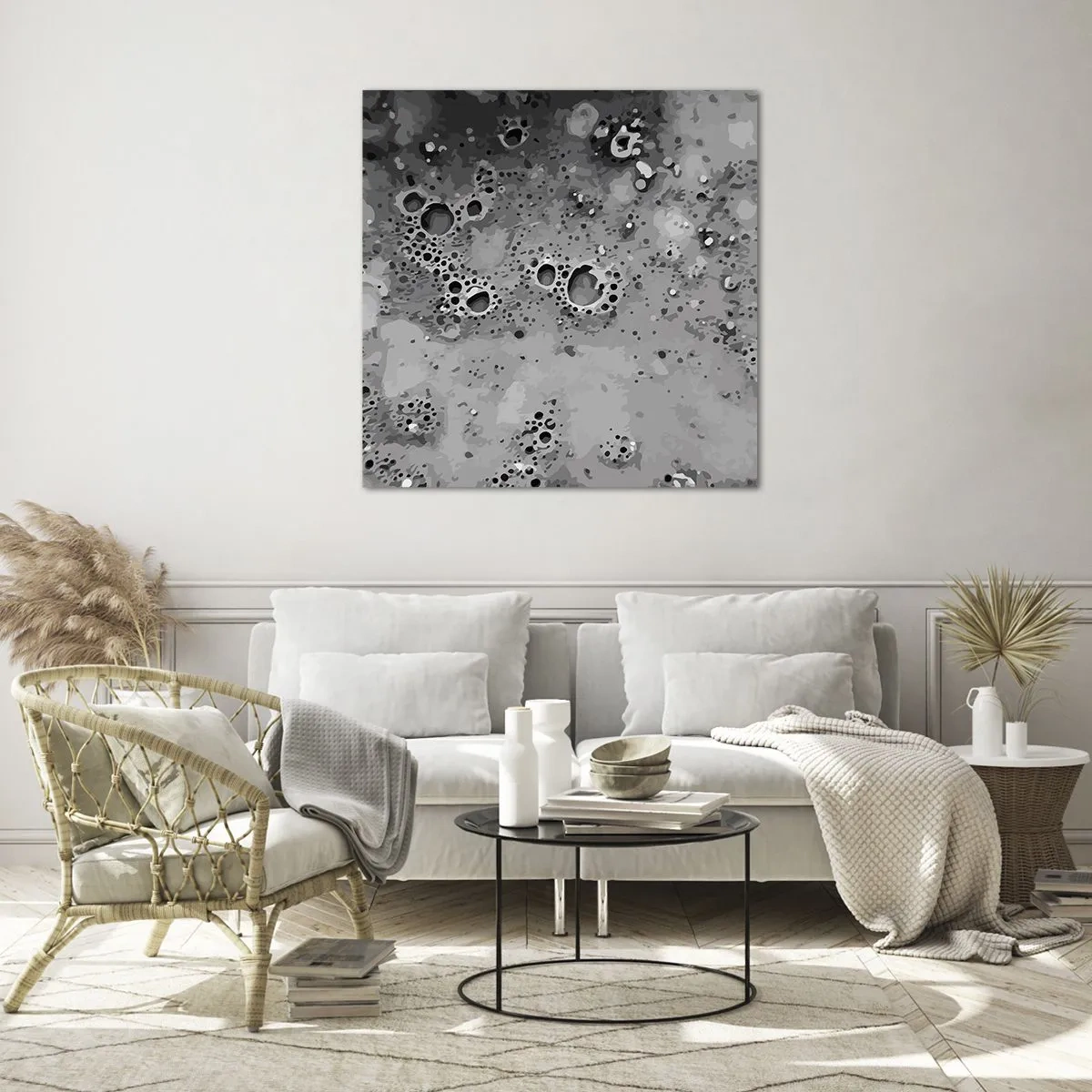 Quadro em vidro - Como uma paisagem lunar - 60x60 cm