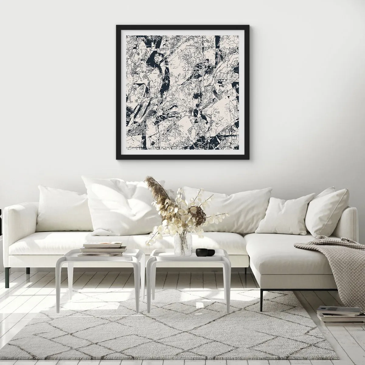 Pôster com moldura preta - Interpenetração de opostos - 60x60 cm