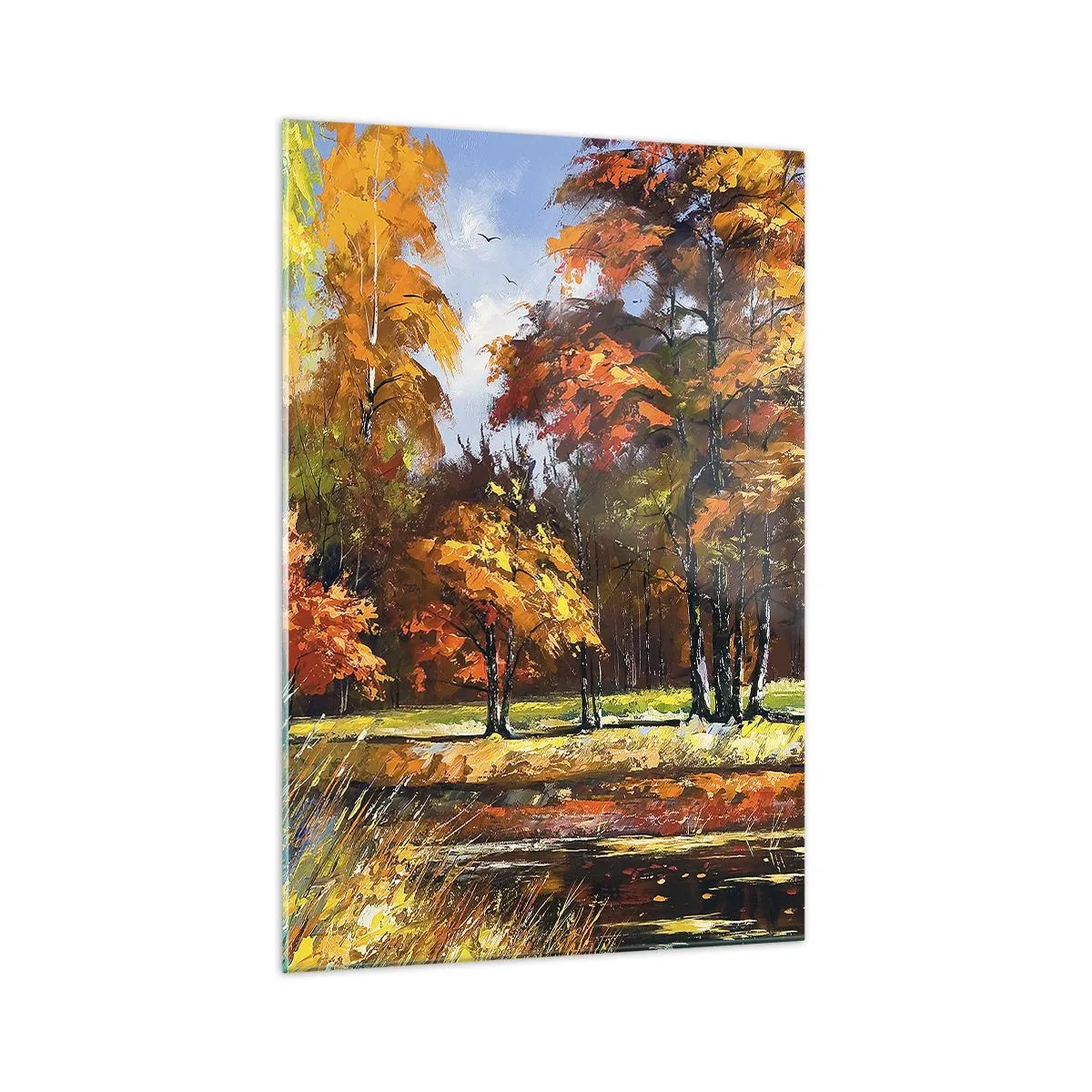 Quadro em vidro - Paisagem em ouro e bronze - 70x100 cm