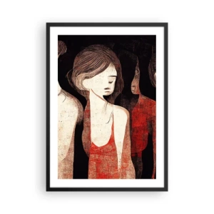 Pôster com moldura preta - Ilustração abstrata de uma figura em vermelho e preto - 50x70cm - Madonas das trevas - Decoração de parede moderna para a sala de estar e quarto ARTTOR