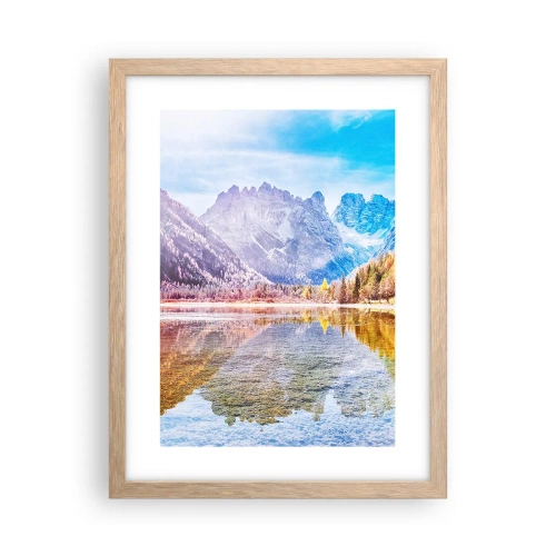 Pôster com moldura de carvalho claro - E nas montanhas é outono - 30x40 cm