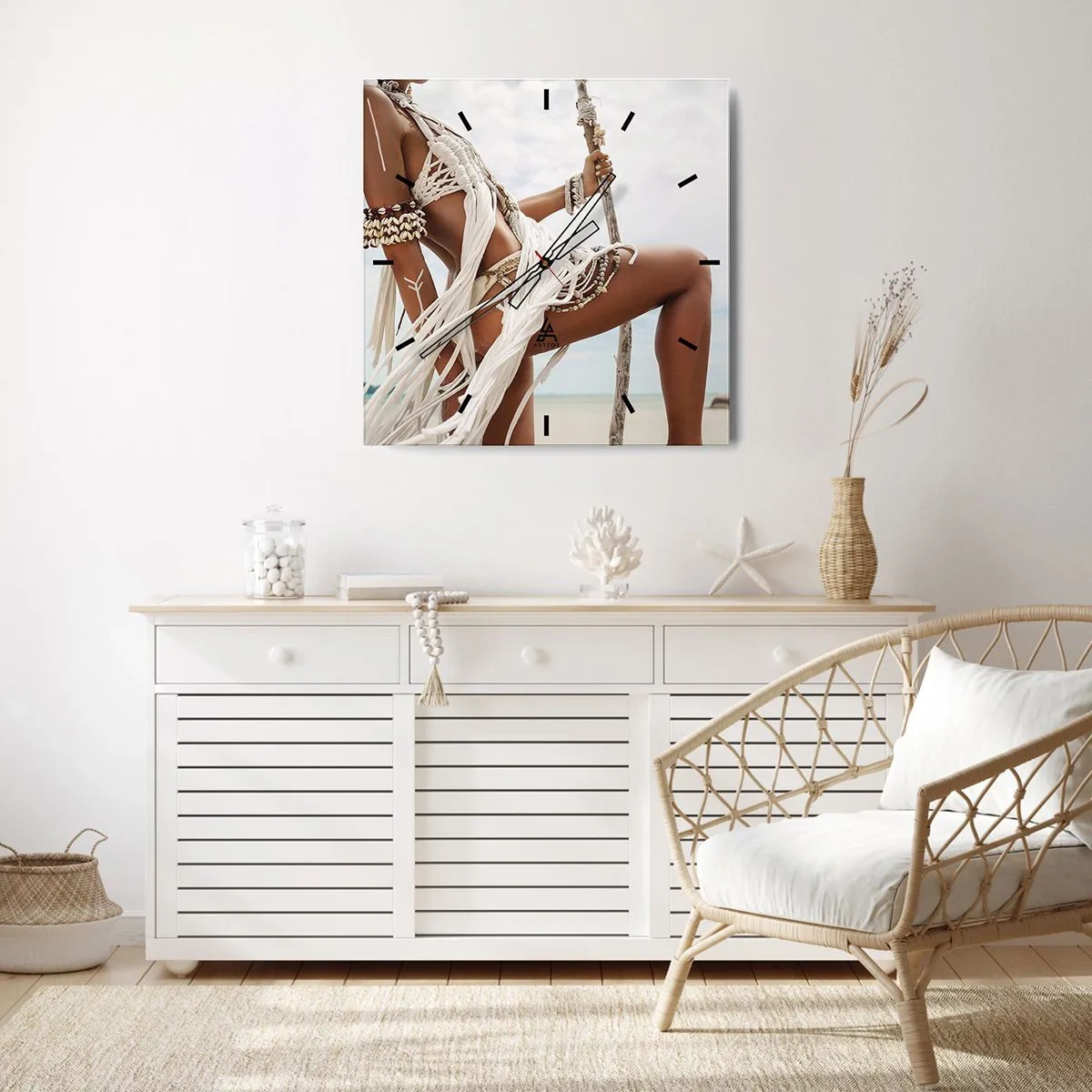 Relógio de parede - Relógio em vidro - Sacerdotisa do Sol - 30x30 cm