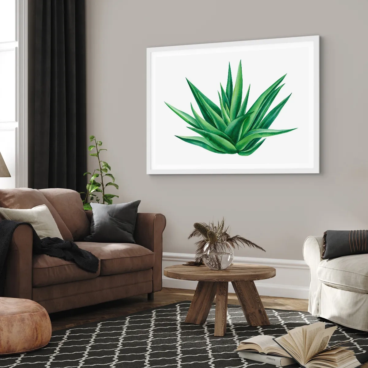 Pôster em moldura branca - Verde – força – vida - 100x70 cm