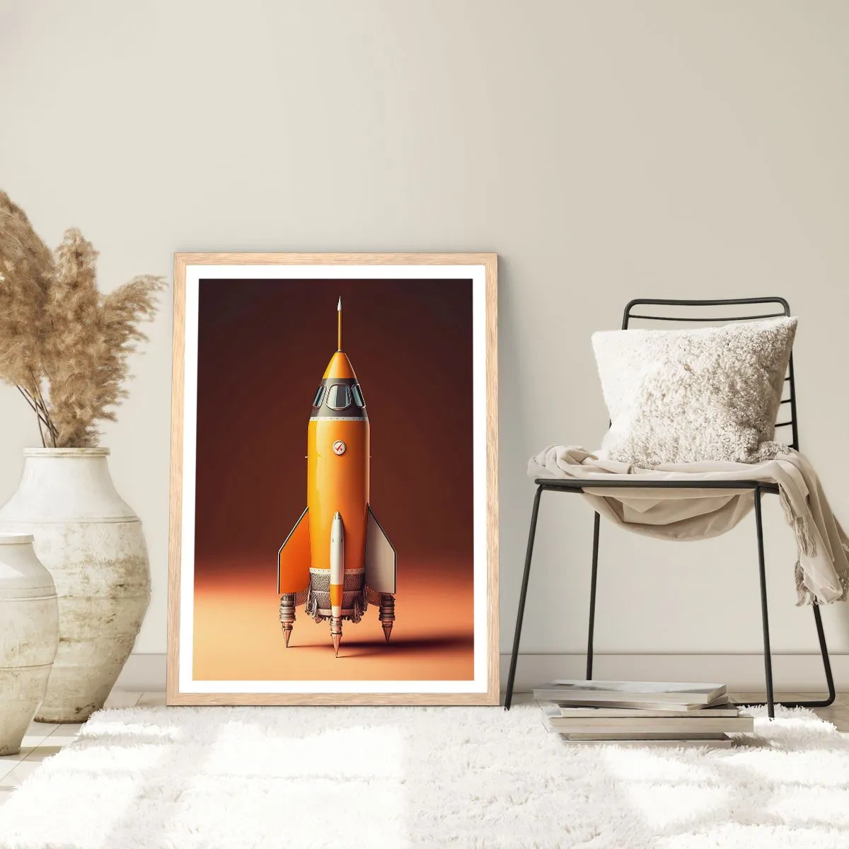 Pôster com moldura de carvalho claro - Tudo começa com um sonho - 50x70 cm