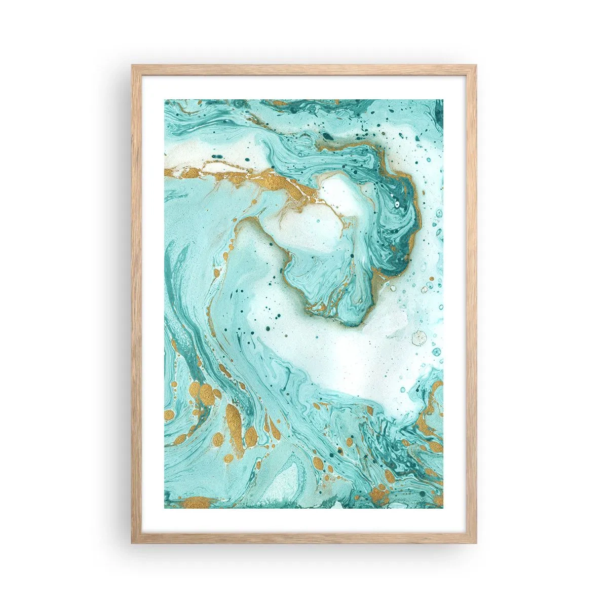 Pôster com moldura de carvalho claro - Sob a grande onda do período Edo - 50x70 cm