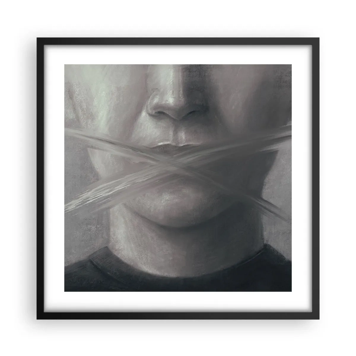 Pôster com moldura preta - Nem uma palavra - 50x50 cm